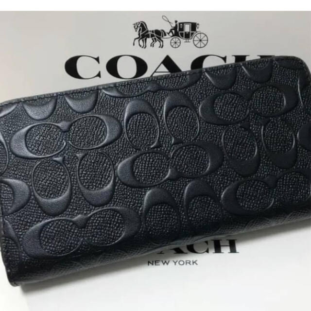 ※専用※   COACH 長財布 メンズ シグネチャー エンボス  ブラック