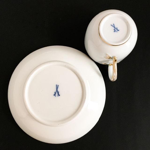 MEISSEN(マイセン)の古マイセン 金彩 コバルトの縁取り Aカンテ コーヒーC＆Sトリオ 19C末 ⑦ インテリア/住まい/日用品のキッチン/食器(食器)の商品写真