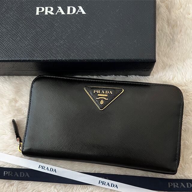 美品 PRADA プラダ 長財布 ラウンドファスナー財布