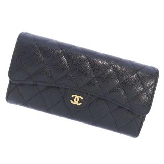 シャネル(CHANEL)のシャネル 長財布 マトラッセ ココマーク キャビアスキン A80758 CHANEL 財布 二つ折り財布 キルティング タイムレスクラシック 黒 ブラック(財布)