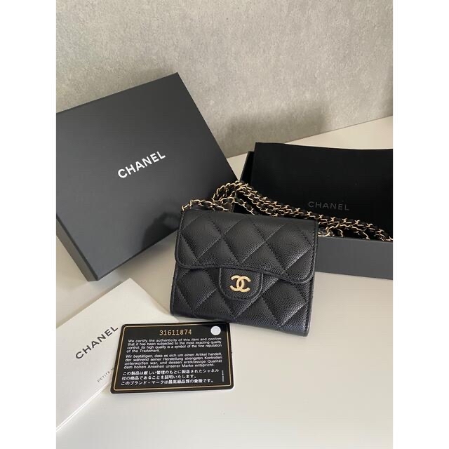 CHANEL チェーンウォレット　31番台　ブラック　シャンパンゴールド　バッグ