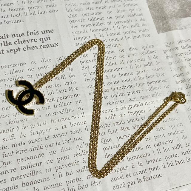 シャネル CHANEL ネックレスゴールド 金 ブラック 黒 ロゴ チェーン