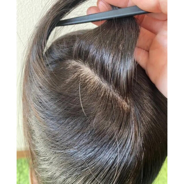 高級レミー人毛100%✨【35cm】10*13ヘアピース ナチュラルブラック-