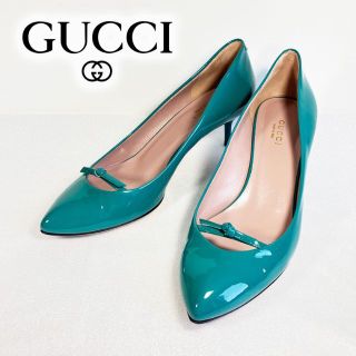 グッチ(Gucci)のGUCCI グッチ エナメル エメラルド グリーン 緑 パンプス ハイヒール(ハイヒール/パンプス)