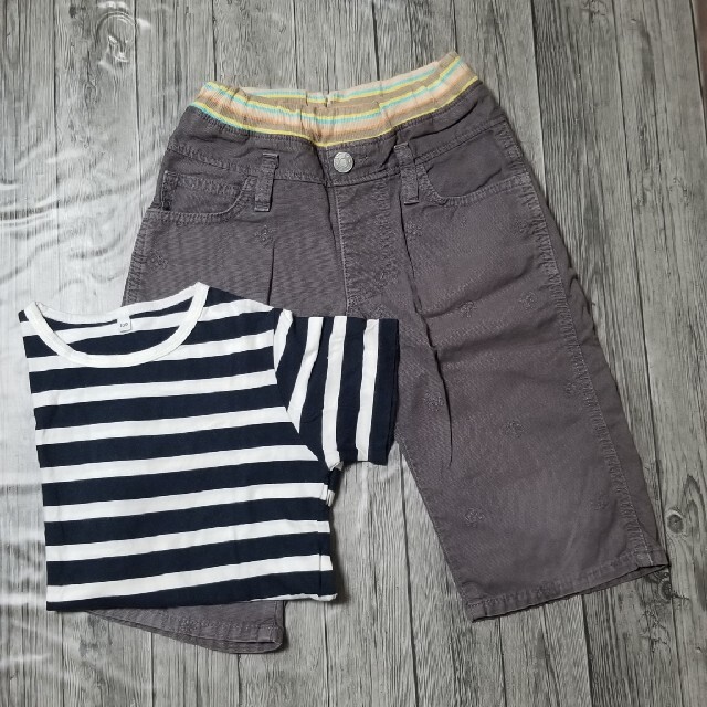 EDWIN(エドウィン)のEDWINのハーフパンツとTシャツのセット、130センチ キッズ/ベビー/マタニティのキッズ服男の子用(90cm~)(パンツ/スパッツ)の商品写真