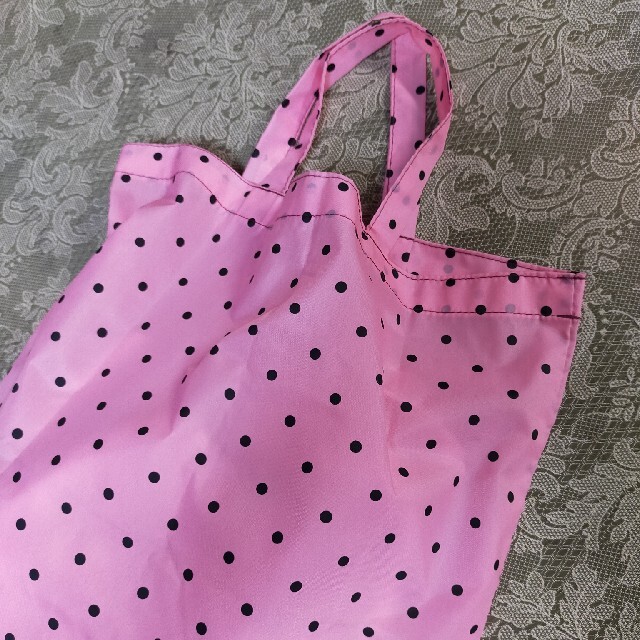 美品 🎀ガーリー エコバッグ🎀 ピンク  ドット  リボン  ビジュー付き レディースのバッグ(エコバッグ)の商品写真