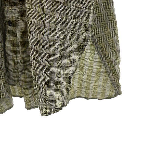 ジュンミカミ リネンチェックシャツ チュニック オーバーサイズ 長袖 レディースのトップス(シャツ/ブラウス(長袖/七分))の商品写真