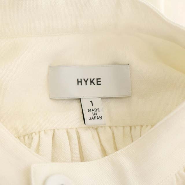 HYKE(ハイク)のハイク HYKE ワンピース ロング 長袖 リネン混 バンドカラー 1 白 レディースのワンピース(ロングワンピース/マキシワンピース)の商品写真