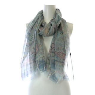 ETRO - エトロ ETRO ストール ペイズリー柄 スシルク フリンジ 水色の ...
