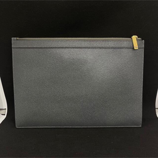 美品　THOM BROWNE  トムブラウン　レザー　クラッチバッグ　グレー