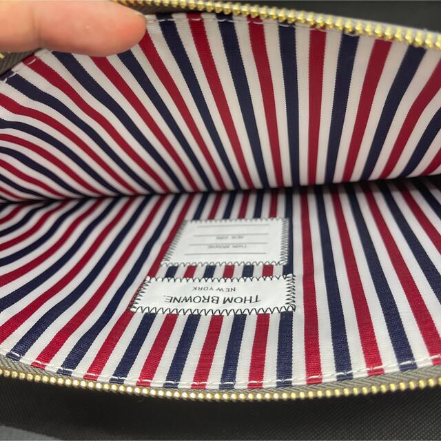 美品　THOM BROWNE  トムブラウン　レザー　クラッチバッグ　グレー