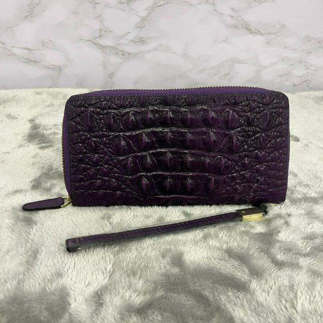 再入荷!クロコダイル ワニ革 長財布 メンズ パープル 紫 王冠 1 再入荷!クロコダイル ワニ革 長財布 メンズ パープル 紫 王冠 1