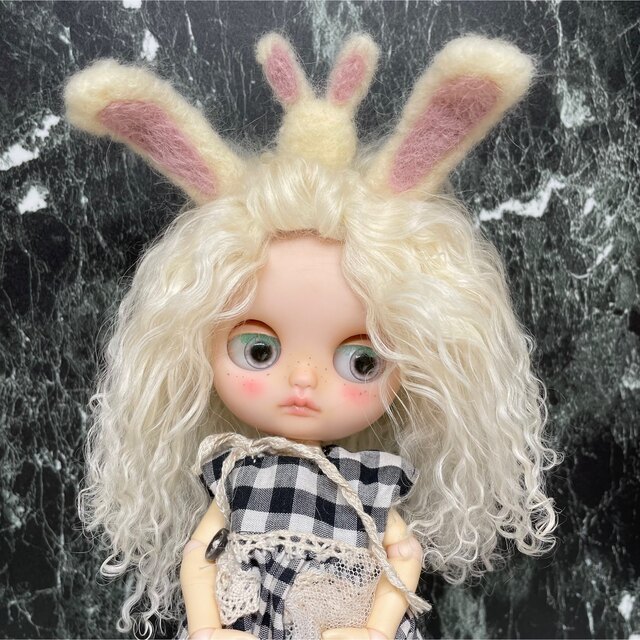 blythe _wm-853バニラクリーム????チベットラムウィッグ????耳付き???? 9