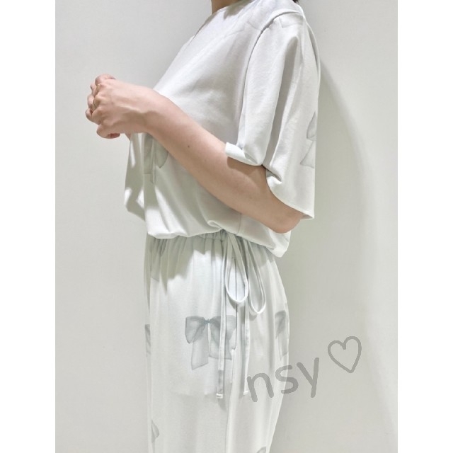 新品未開封 ジェラートピケ リボン柄 Tシャツ&ロングパンツ 2点セット
