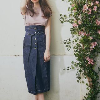 ハーリップトゥ(Her lip to)のHerlipto High-waisted Denim Effect Skirt(ロングスカート)