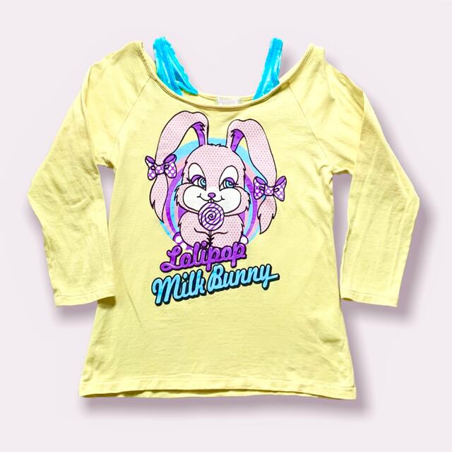 MILK うさぎプリント七分袖カットソー Tシャツ