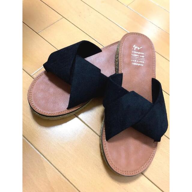夏物セール❤️ シンプル 可愛い フラット サンダル 黒 ブラック  ベージュ  レディースの靴/シューズ(サンダル)の商品写真