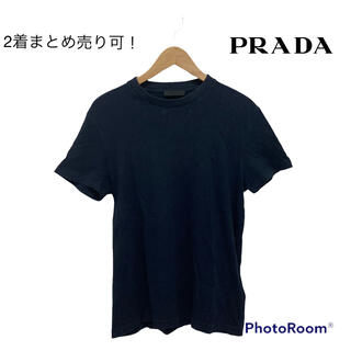 【極美品】PRADA  ワンポイント 半袖 Tシャツ 胸ポケット　ネイビー　L
