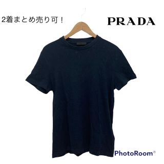 【極美品】PRADA  ワンポイント 半袖 Tシャツ 胸ポケット　ネイビー　L