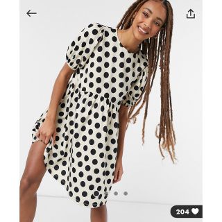 エイソス(asos)のASOS/ドット柄パフスリーブワンピース◎(ひざ丈ワンピース)