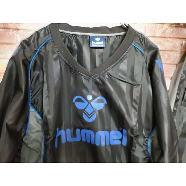 hummel(ヒュンメル)のhummel ヒュンメル シャドーストライプ ピステ上下 黒×青 sizeS スポーツ/アウトドアのサッカー/フットサル(ウェア)の商品写真