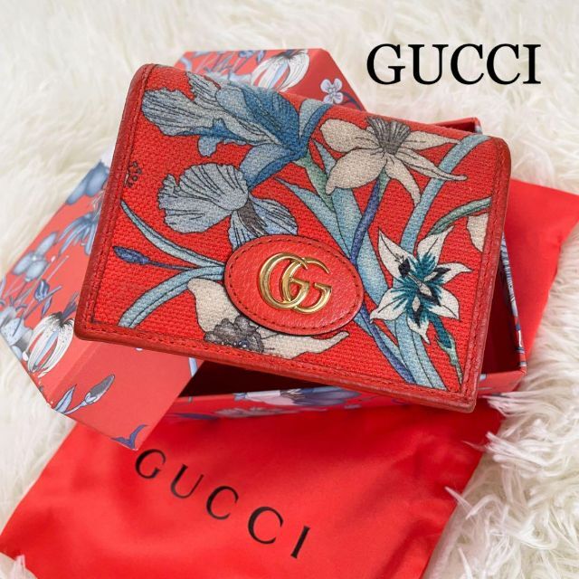 極希少】GUCCI 二つ折り財布 フローラ マーモント GG オレンジ 新作