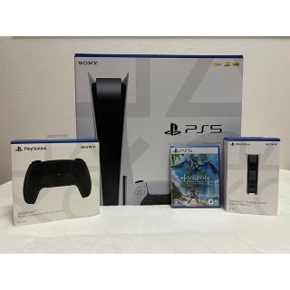 プレイステーション(PlayStation)の【新品未使用】PS5本体+コントローラー + Horizon+スタンド(家庭用ゲーム機本体)