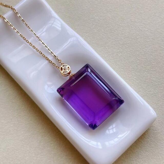 ⭐︎【天然】アメジスト ペンダントトップ k18 8.1g - ネックレス