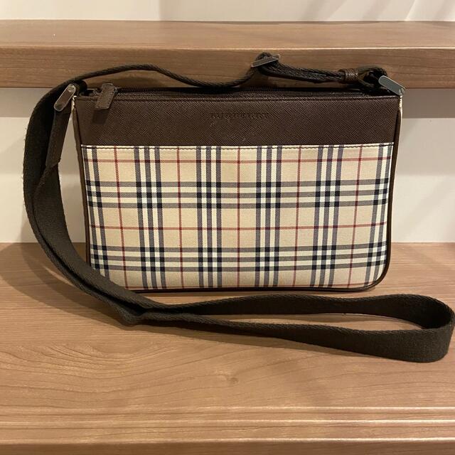 極美品 バーバリー チェック レザー ショルダーバッグ ポシェット ミニ