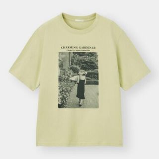 ジーユー(GU)のGU ジーユー グラフィック Tシャツ 5分袖 フォト グリーン S(Tシャツ(半袖/袖なし))