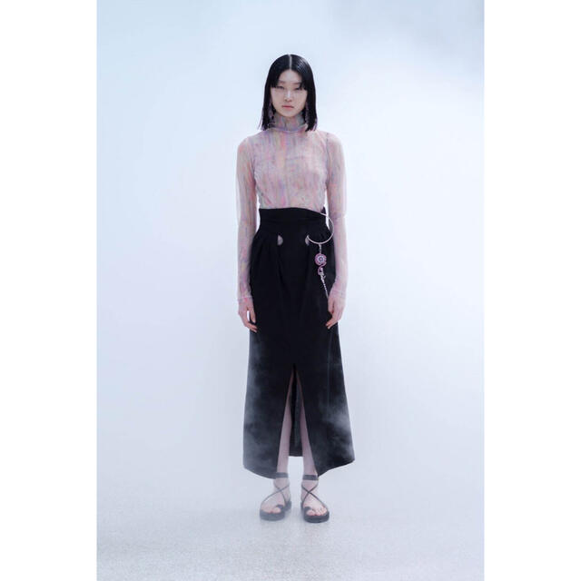 マメ22SS Crepe Hole High Waisted Skirt 2 黒 【使い勝手の良い】 www