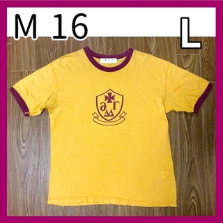 エムシックスティーン(M16)のM16 半袖 リンガーTシャツ メンズ L 古着 オレンジ(Tシャツ/カットソー(半袖/袖なし))