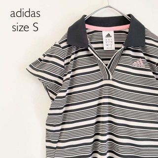 アディダス(adidas)の【美品】Sサイズ adidas アディダス ボーダー 半袖シャツ ポロシャツ(カットソー(半袖/袖なし))