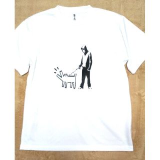 パーカーで犬の散歩デザインTシャツメンズＬＬ(Tシャツ/カットソー(半袖/袖なし))