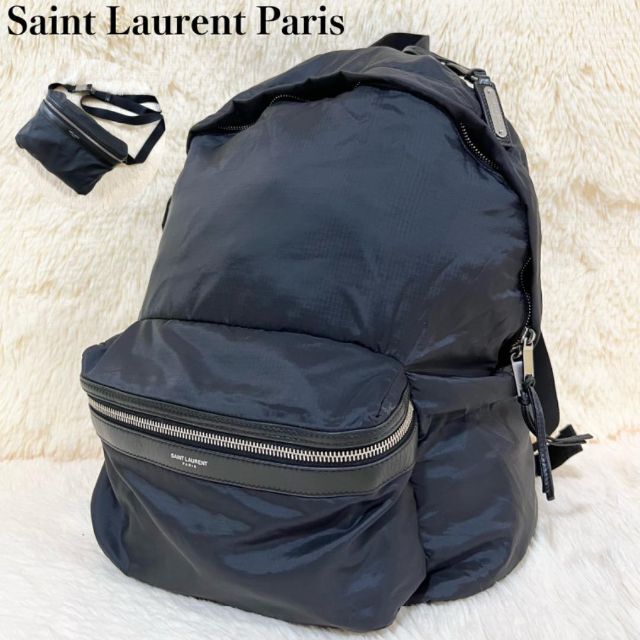 希少・美品】サンローラン 2way リュック シティバッグ 黒 ナイロン 革