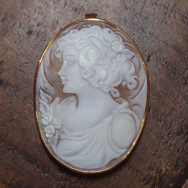 カメオ k18 ブローチ cameo ネックレストップ 2way 金 CAMEO