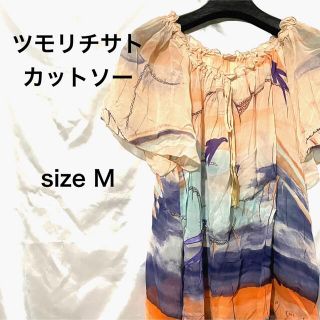 ツモリチサト(TSUMORI CHISATO)の【美品】ツモリチサト トップス カットソー 半袖 シルク 絹 透け感 M(カットソー(半袖/袖なし))