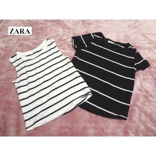 ザラ(ZARA)の夏物お値下げ◆ZARA/ザラ◆26・28(S-M位) ボーダートップス2枚セット(Tシャツ(半袖/袖なし))