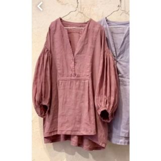 ネストローブ(nest Robe)のnest Robe   ネストローブ　リネンランタンスリーブブラウス　(シャツ/ブラウス(半袖/袖なし))