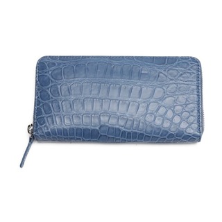 クロコダイル(Crocodile)のクロコダイル W168L 長財布 ブルー  CROCODILE ラウンドファスナー クロコダイル(財布)