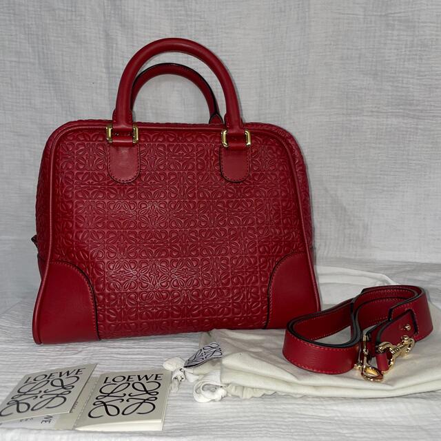 充実の品 LOEWE - バッグ 2way 赤 リピートアナグラム ミディアム