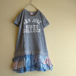 デニムダンガリー(DENIM DUNGAREE)のdenim&dungaree 異素材フリル切り替えワンピース 160(ワンピース)