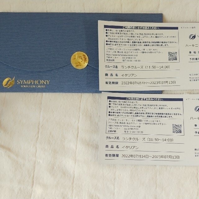 東京湾 シンフォニークルーズ 2名様分チケットランチクルーズ