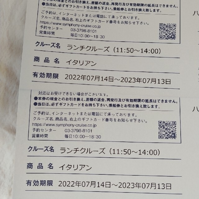 東京湾 シンフォニークルーズ 2名様分チケットランチクルーズ