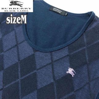 バーバリーブラックレーベル(BURBERRY BLACK LABEL)のsizeM◆匿名配送♢バーバリーブラックレーベル◆Tシャツ アーガイル柄(Tシャツ/カットソー(半袖/袖なし))