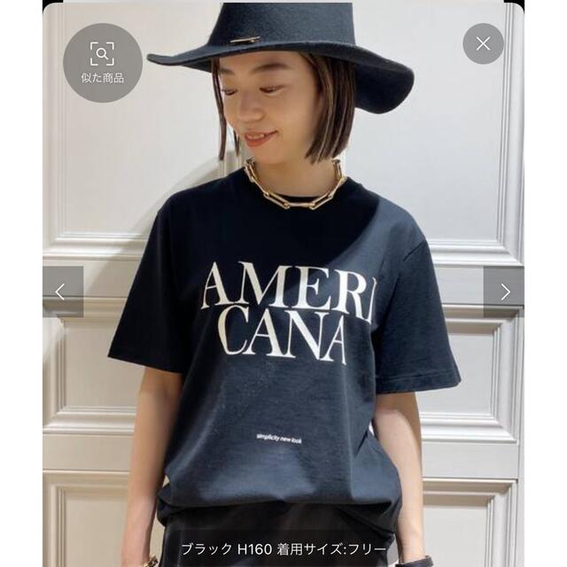 AMERICANA/アメリカーナ　コンパクトテンジク Tシャツ　ブラック