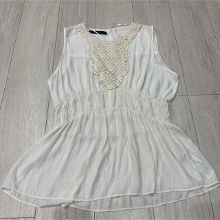 ザラ(ZARA)のZARA トップス　シースルー　ブラウス　ザラ　ノースリーブ　レース　Mサイズ(シャツ/ブラウス(半袖/袖なし))