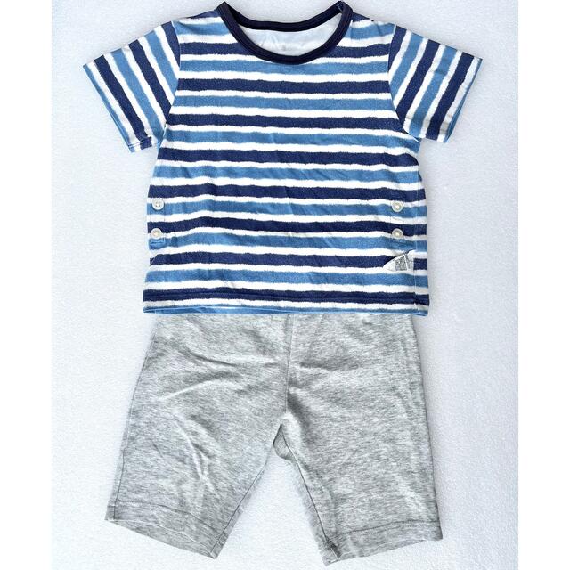 UNIQLO(ユニクロ)のユニクロ　ドライパジャマ（ボーダー半袖）90 キッズ/ベビー/マタニティのキッズ服男の子用(90cm~)(パジャマ)の商品写真