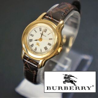 バーバリー(BURBERRY)の【稼働品】BURBERRY　レディース腕時計　新品ワニ革ベルト　電池交換済(腕時計)