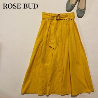 ローズバッド(ROSE BUD)のROSE BUD ローズバッド　ウエストベルト　フレアロングスカート　黄色(ロングスカート)